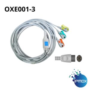 Cabo de ECG IPMOX 3 vias modelo OXE001-3 compatível com tecnologia DIXTAL, INSTRAMED, OMNIMED, MINDRAY PM, ALFAMED VITA, PROLIFE P