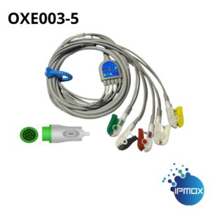 Cabo de ECG IPMOX 5 vias modelo OXE003-5 compatível com tecnologia Mindray Beneview, Alfamed I Series e 1000 Series